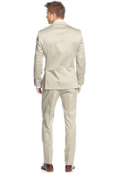 Calvin Klein X Fit Solid Tan Slim Fit Suit