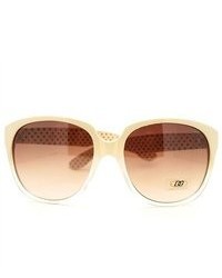 106Shades Dg Eyewear Round Oversized Horn Rim Fashion Sunglasses Beige