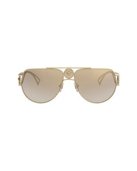 Versace 60mm Aviator Sunglasses In Brown Mirrored Gold Gradient At Nordstrom