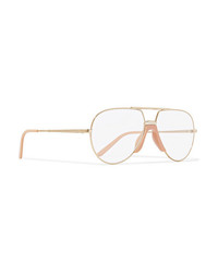 Gucci Aviator Style Gold Tone And Acetate Optical Glasses
