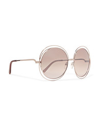 Chloé Carlina Round Frame Gold Tone Sunglasses