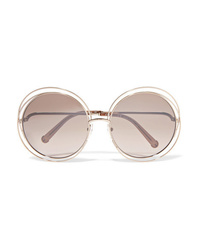 Chloé Carlina Round Frame Gold Tone Sunglasses