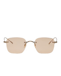 Oliver Peoples Gold And Brown Finne Sunglasses