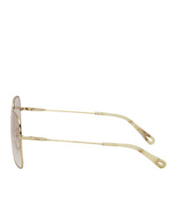 Chloé Gold Metal Square Sunglasses