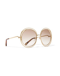 Chloé Oversized Round Frame Gold Tone Sunglasses