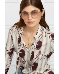Chloé Oversized Round Frame Gold Tone Sunglasses