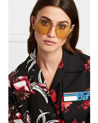 Gucci Oversized Square Frame Gold Tone Sunglasses