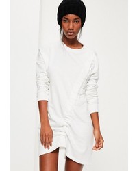 Missguided Cream Ruched Detail Sweater Dress