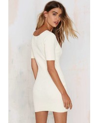 Glamorous Get The Scoop Ribbed Sweater Dress Ivory