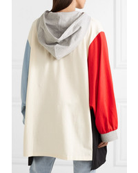 Sjyp Oversized Hooded Color Block Cotton Jersey Mini Dress