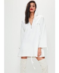 Missguided White Hooded Ring Detail Sweater Dress