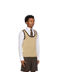 Ernest W. Baker Beige And Brown Cotton Knit Tank Top
