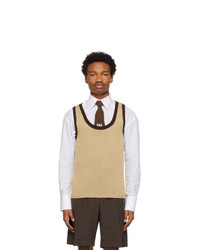 Ernest W. Baker Beige And Brown Cotton Knit Tank Top