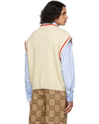 Gucci Off White Cable Knit Vest