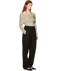 Rosetta Getty Beige Banded Off The Shoulder Pullover