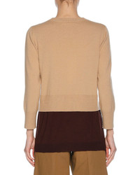 Marni Layered Virgin Wool Cashmere Sweater Neutral