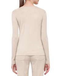 Akris Long Sleeve Round Neck Pullover Steppe