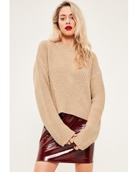 Missguided Nude High Neck Ribbed Sweater