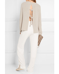 Helmut Lang Open Back Cotton And Cashmere Blend Sweater Stone