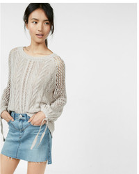 Express Open Stitch Balloon Sleeve Pullover Sweater