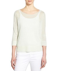 Eileen Fisher Organic Linen Nylon Sheer Boxy Sweater