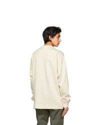 Juun.J Off White Embroidered Circle Logo Long Sleeve T Shirt