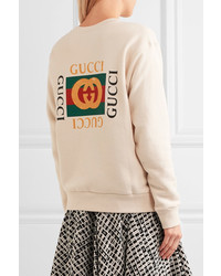 Gucci Printed Cotton Jersey Sweatshirt Cream