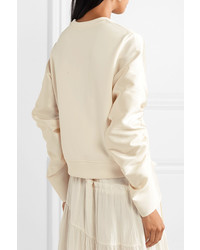 3.1 Phillip Lim Ruched Med Satin Twill And Cotton Jersey Sweatshirt