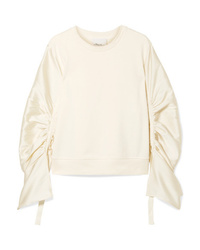 3.1 Phillip Lim Ruched Med Satin Twill And Cotton Jersey Sweatshirt