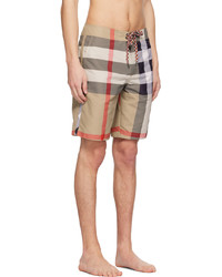 Burberry Beige Exaggerated Check Drawcord Swim Shorts