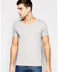 Asos Brand T Shirt With Scoop Neck In Ash Gray