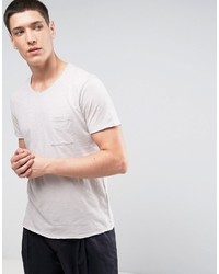 Selected Homme T Shirt With Raw Hem And Scoop Neck