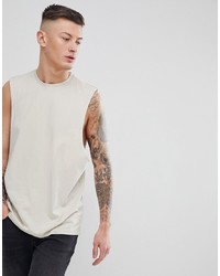 ASOS DESIGN Vest With Dropped Arm Hole In Beige
