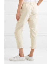 Brunello Cucinelli Cropped Corduroy Tapered Pants Cream