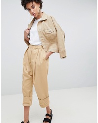 ASOS WHITE Drop Crotch Twill Trousers