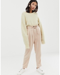 ASOS DESIGN Gutsy Linen Tapered Trousers With Rope Belt
