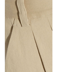 Alice + Olivia Hw Pleated Stretch Linen And Cotton Blend Tapered Pants