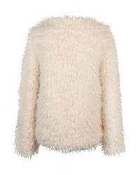 Choies White Soft Faux Fur Coat With Teddy Texture Lining
