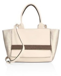 Brunello Cucinelli Textured Leather Suede Blend Tote