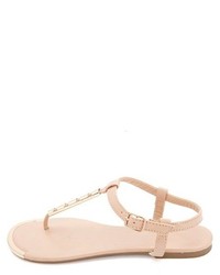 Charlotte Russe Gold Plated T Strap Thong Sandals