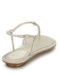Rene Caovilla Swarovski Crystal Satin Thong Sandals