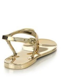 Stuart Weitzman Trifecta Metallic Jelly Thong Sandals