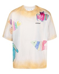 Off-White Cartoon Over Skate Print Cotton T Shirt
