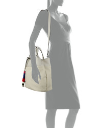 French Connection Ace Bead Tassel Tote Bag Cream