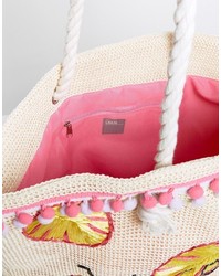 Asos Beach Vacation Slogan Shopper Bag With Rope Handle