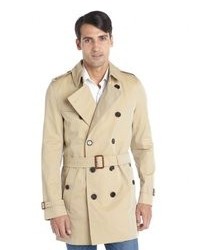 Burberry Beige Cotton Blend Button Down Belted Long Sleeve Trench Coat