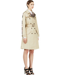 Givenchy Beige Floral Accent Trench Coat