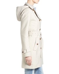 Cole Haan Belted Double Breasted Trench Coat With Detachable Hood