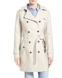 Cole Haan Belted Double Breasted Trench Coat With Detachable Hood