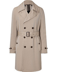 Burberry Brit Camel Cotton Double Breasted Selbourne Trench Coat